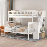 Bellemave® Twin over Full Bunk Bed with Storage Stairs - Bellemave